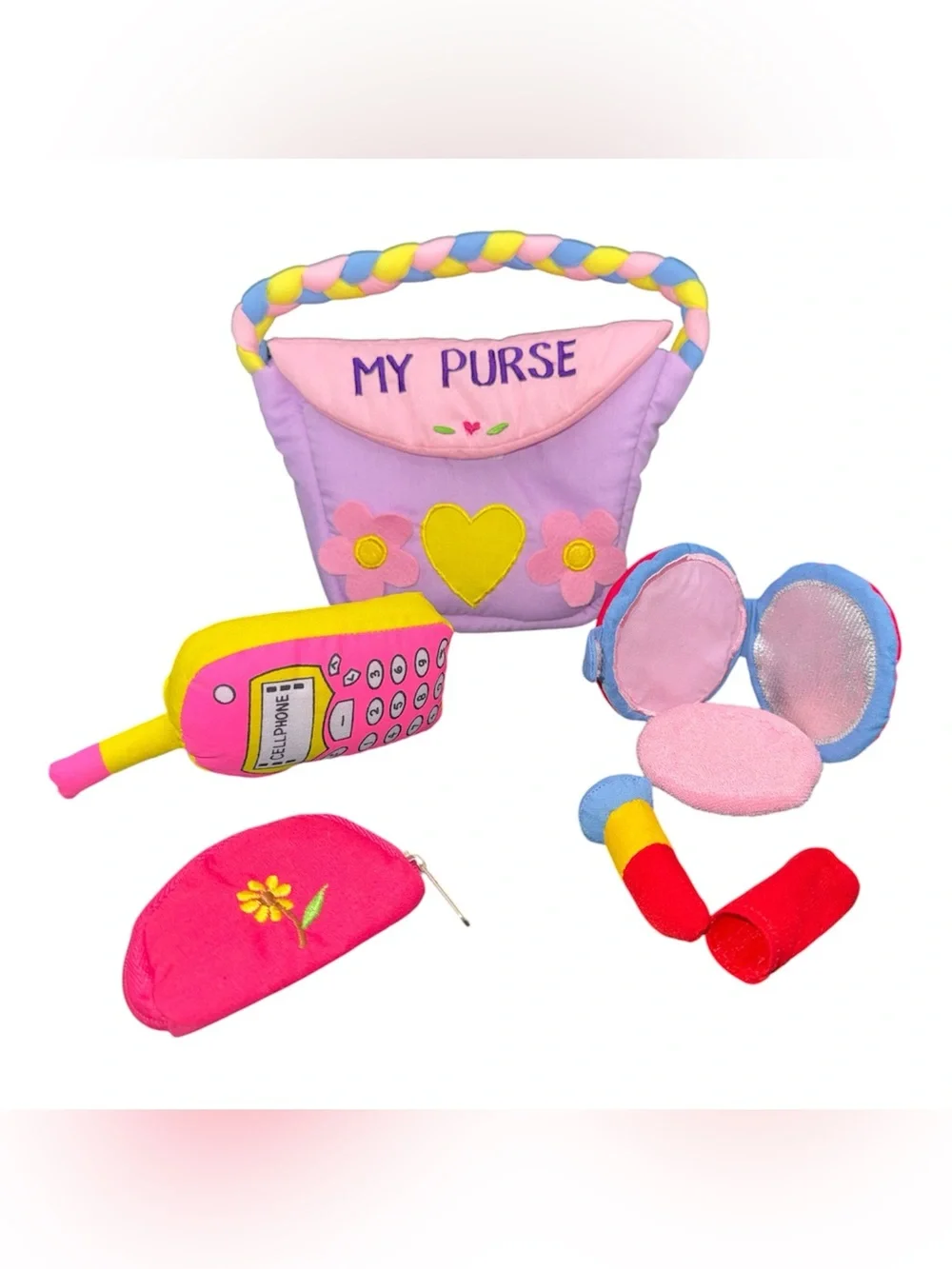 Cute Pastel 'My Purse' Plush Handbag with accessories